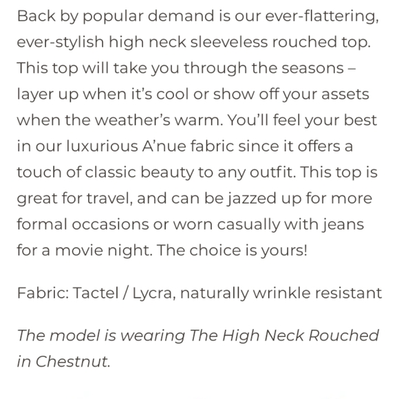 LIKE NEW A'nue Ligne High Neck Sleeveless Rouched Top - Picture 11 of 12